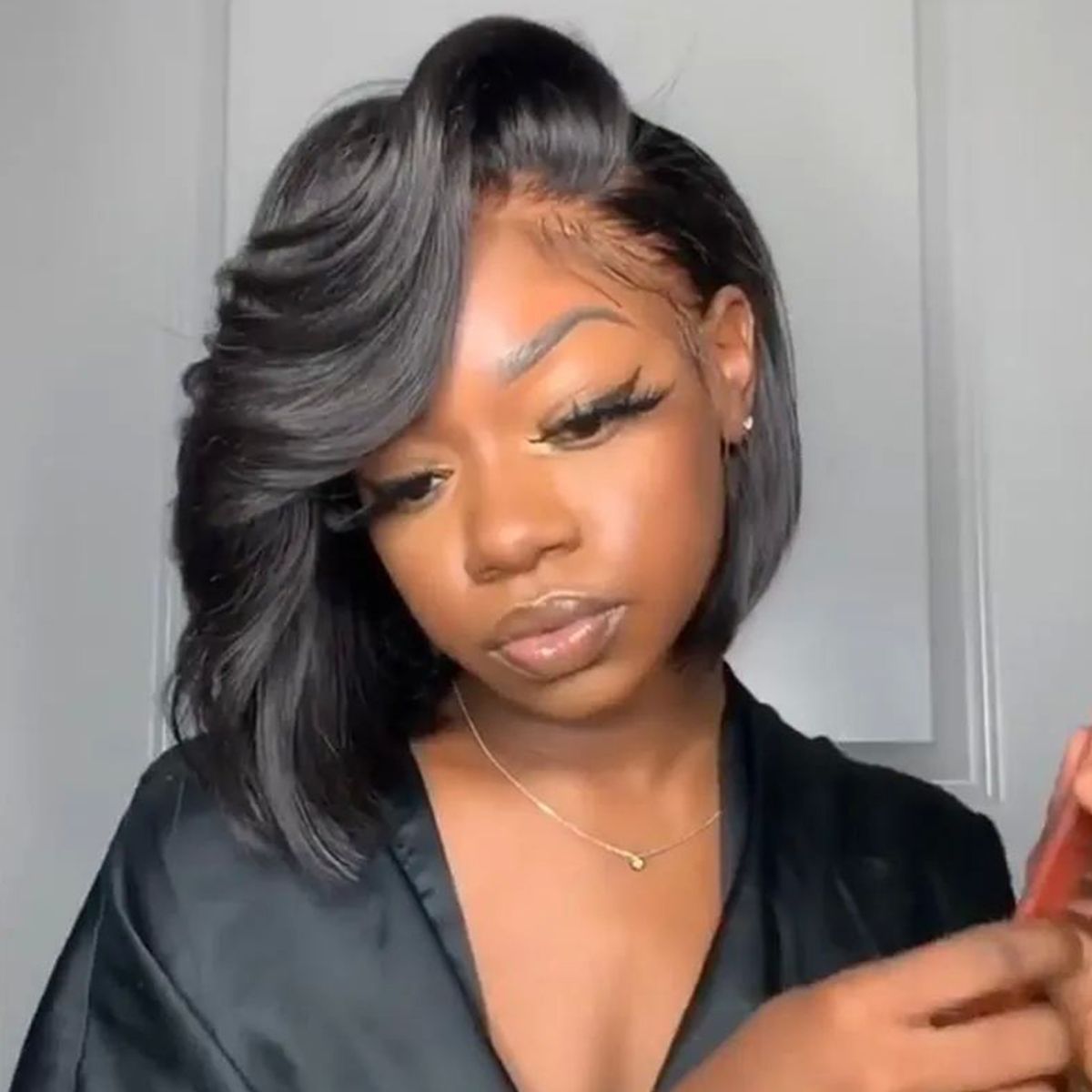 Layered Cut Bob Wig Glueless 6x5 Pre-Cut Lace Closure Short Wig 100% Human Hair