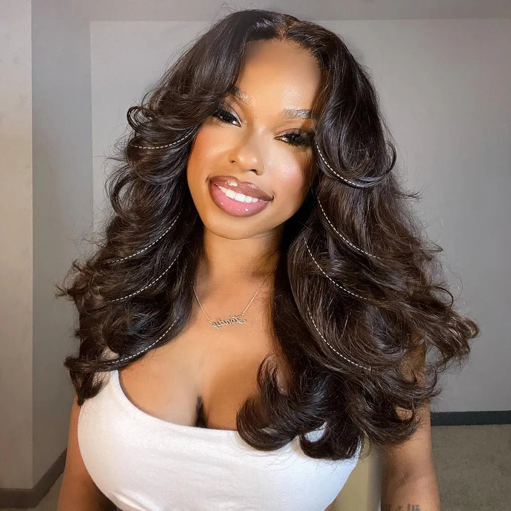 Layered Cut Glueless Loose Body Wave 6x5 HD Lace Wig Pre-Everything Human Hair Wigs