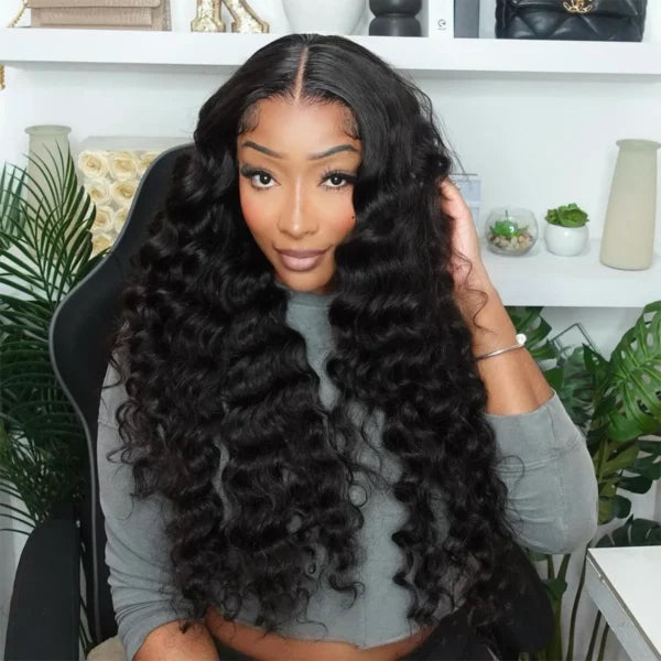 13x6 Lace Front Wig Pre-Bleached Knots Loose Deep Wave Human Hair Wigs Beginner Friendly