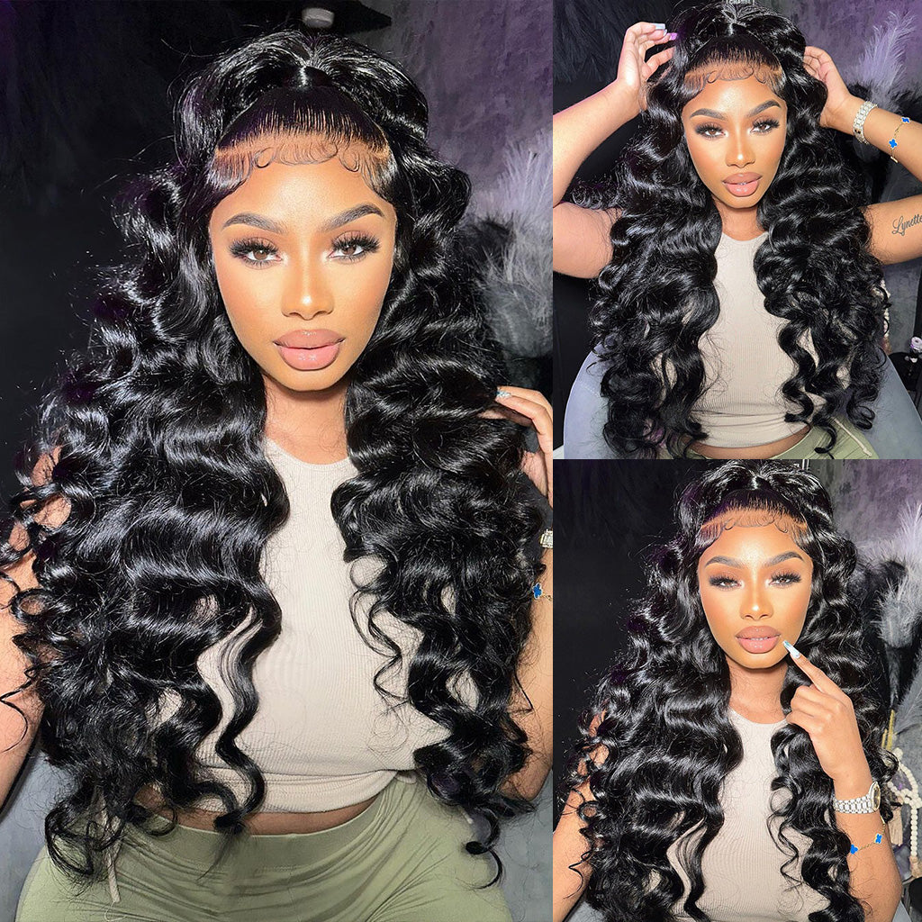 Loose Deep Wave Human Hair 360 Lace Frontal Wigs Pre-Everything Lace Wig