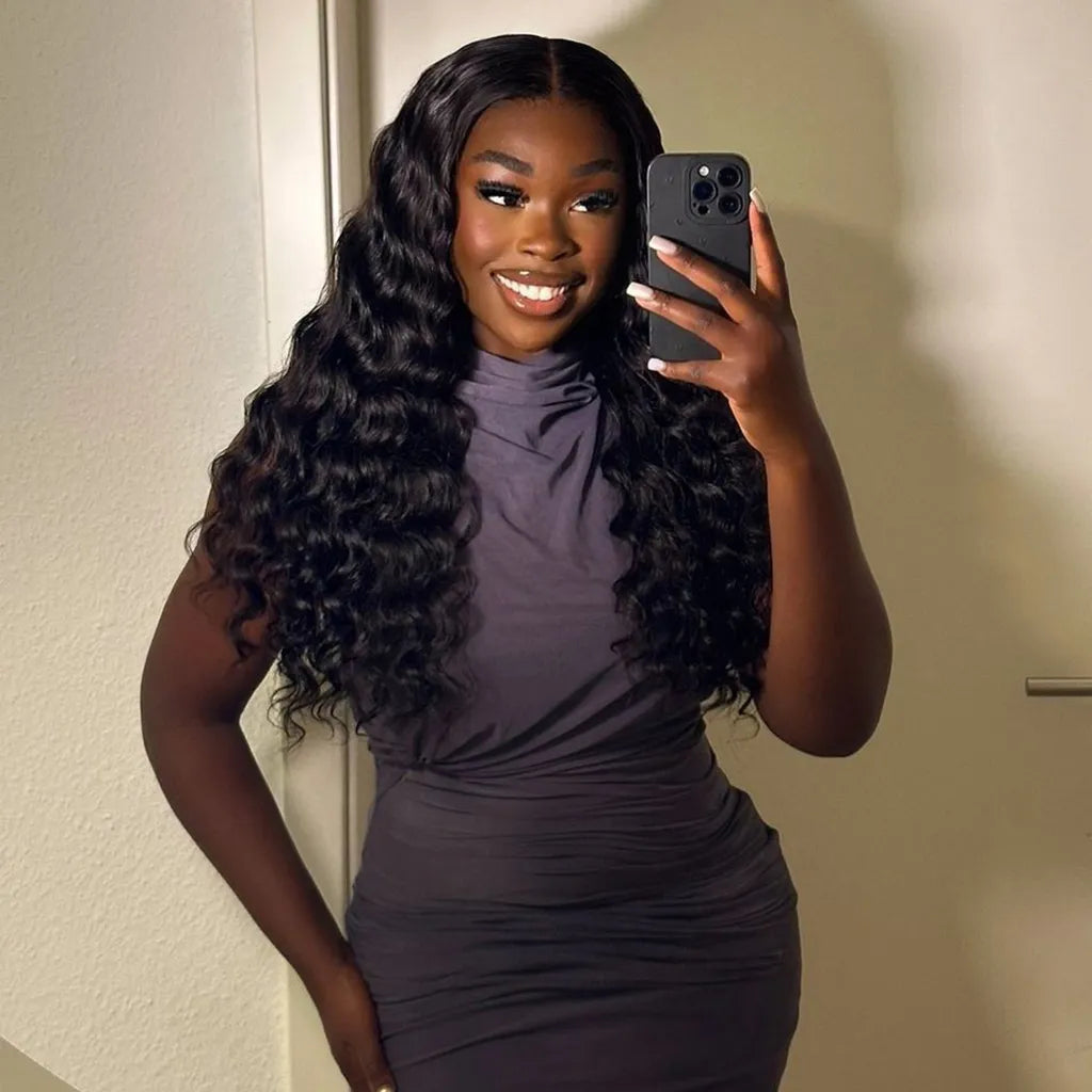 Loose Deep Wave Human Hair 360 Lace Frontal Wigs Pre-Everything Lace Wig