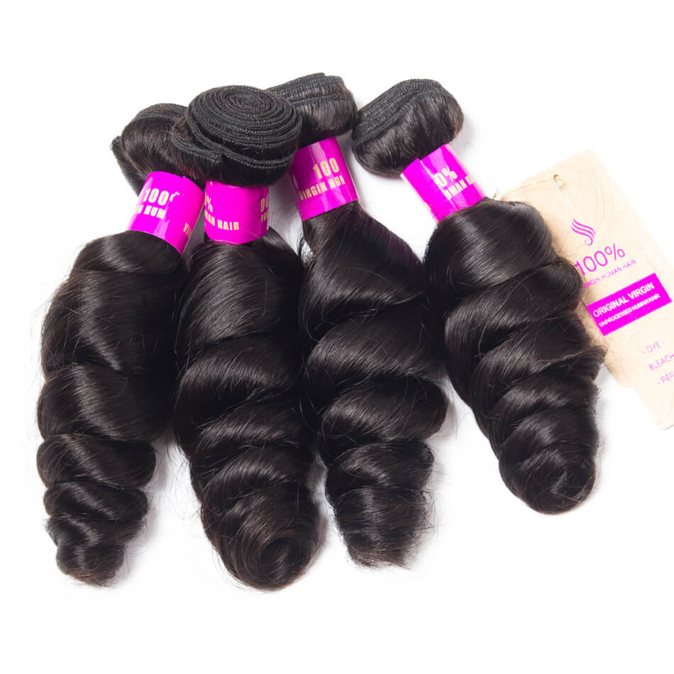 Hair With Frontal Brazilian Loose Wave 100% Brazilian Virgin Remy Hair With Frontal Spring Loose Curly 3 Bundles With Frontal