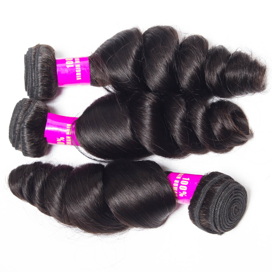 Virgin Hair Brazilian Loose Wave With Closure Brazilian Remy Hair Spring Curly 4 Bundles Hair Weft With Closure