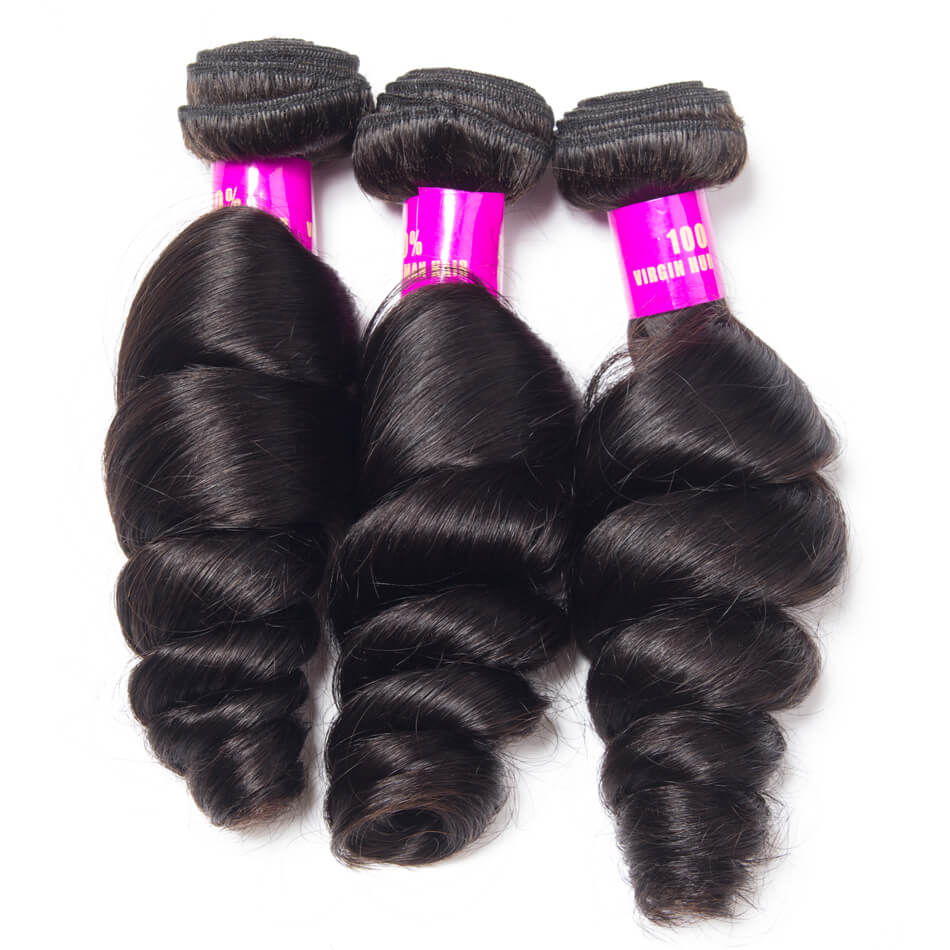 Hair With Frontal Brazilian Loose Wave 100% Brazilian Virgin Remy Hair With Frontal Spring Loose Curly 3 Bundles With Frontal
