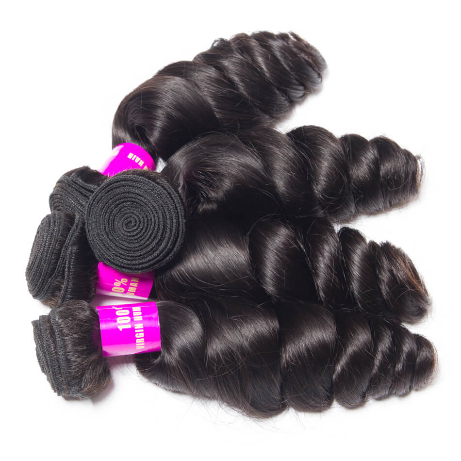 Virgin Hair Brazilian Loose Wave With Frontal Brazilian Remy Hair Spring Curly 4 Bundles Hair Weft With Frontal