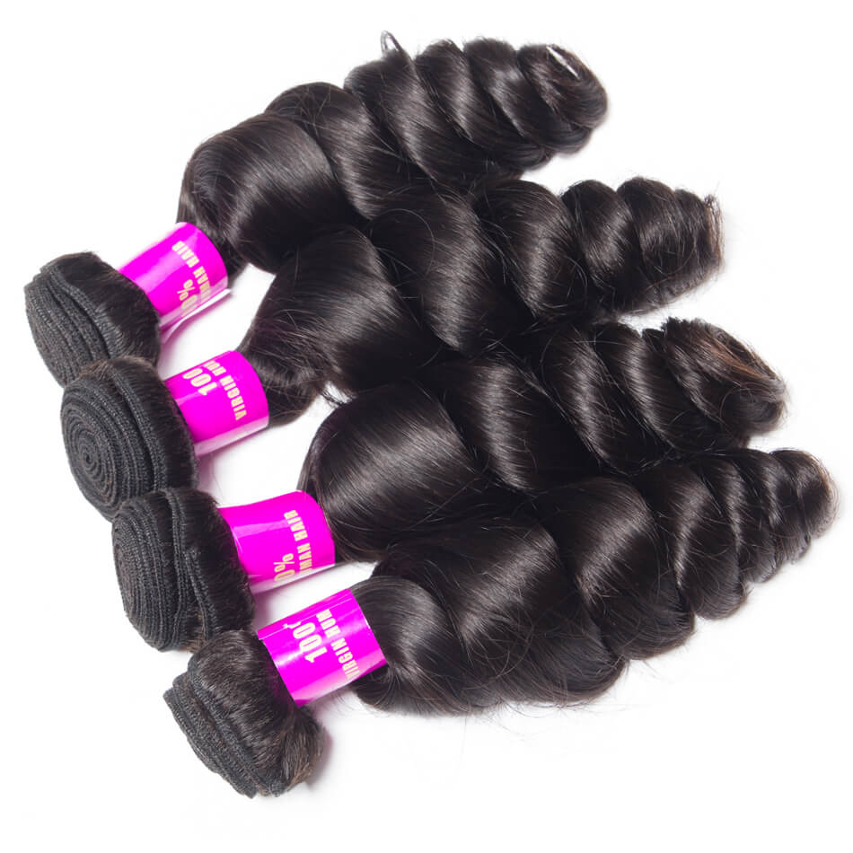 Hair With Frontal Brazilian Loose Wave 100% Brazilian Virgin Remy Hair With Frontal Spring Loose Curly 3 Bundles With Frontal