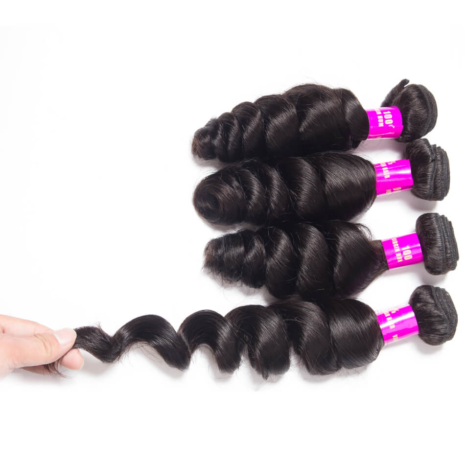 Virgin Hair Brazilian Loose Wave With Frontal Brazilian Remy Hair Spring Curly 4 Bundles Hair Weft With Frontal