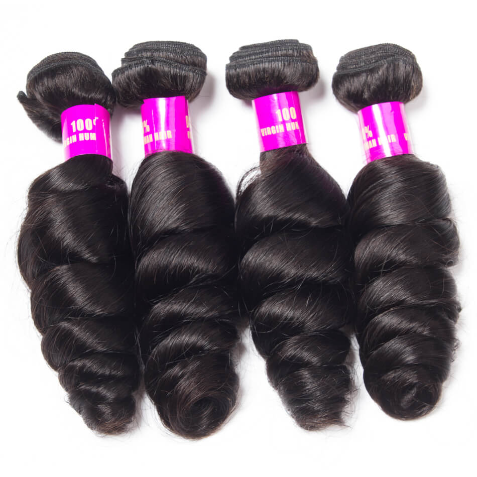 Virgin Hair Brazilian Loose Wave With Frontal Brazilian Remy Hair Spring Curly 4 Bundles Hair Weft With Frontal