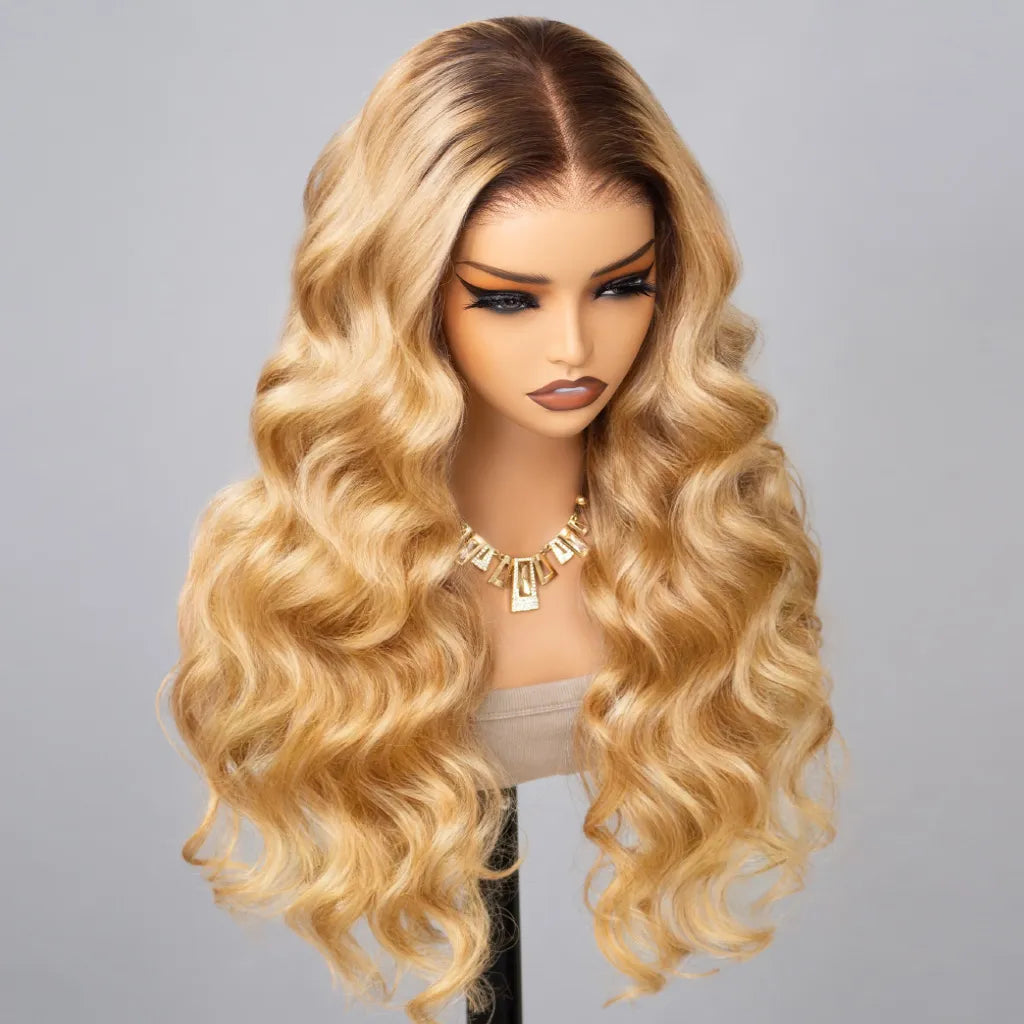 Ombre Honey Blonde Wear Go Glueless Body Wave 6x5 Pre-Cut HD Lace Closure Wig
