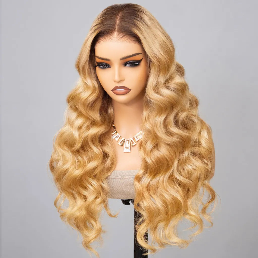 Ombre Honey Blonde Wear Go Glueless Body Wave 6x5 Pre-Cut HD Lace Closure Wig