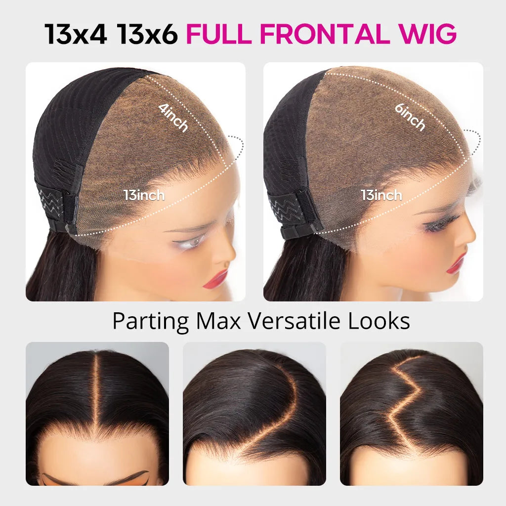 13x4 Full Frontal HD Lace Wigs Pre-Bleached Knots Glueless Body Wave Human Hair Wigs