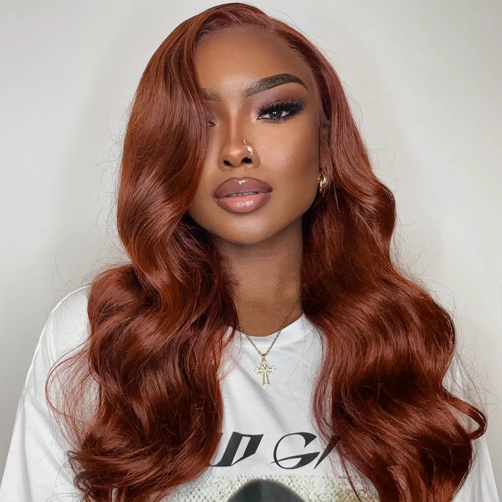 Put On & Go Reddish Brown Glueless Lace Closure Wig 6x5 Pre-Cut Lace Human Hair Wig