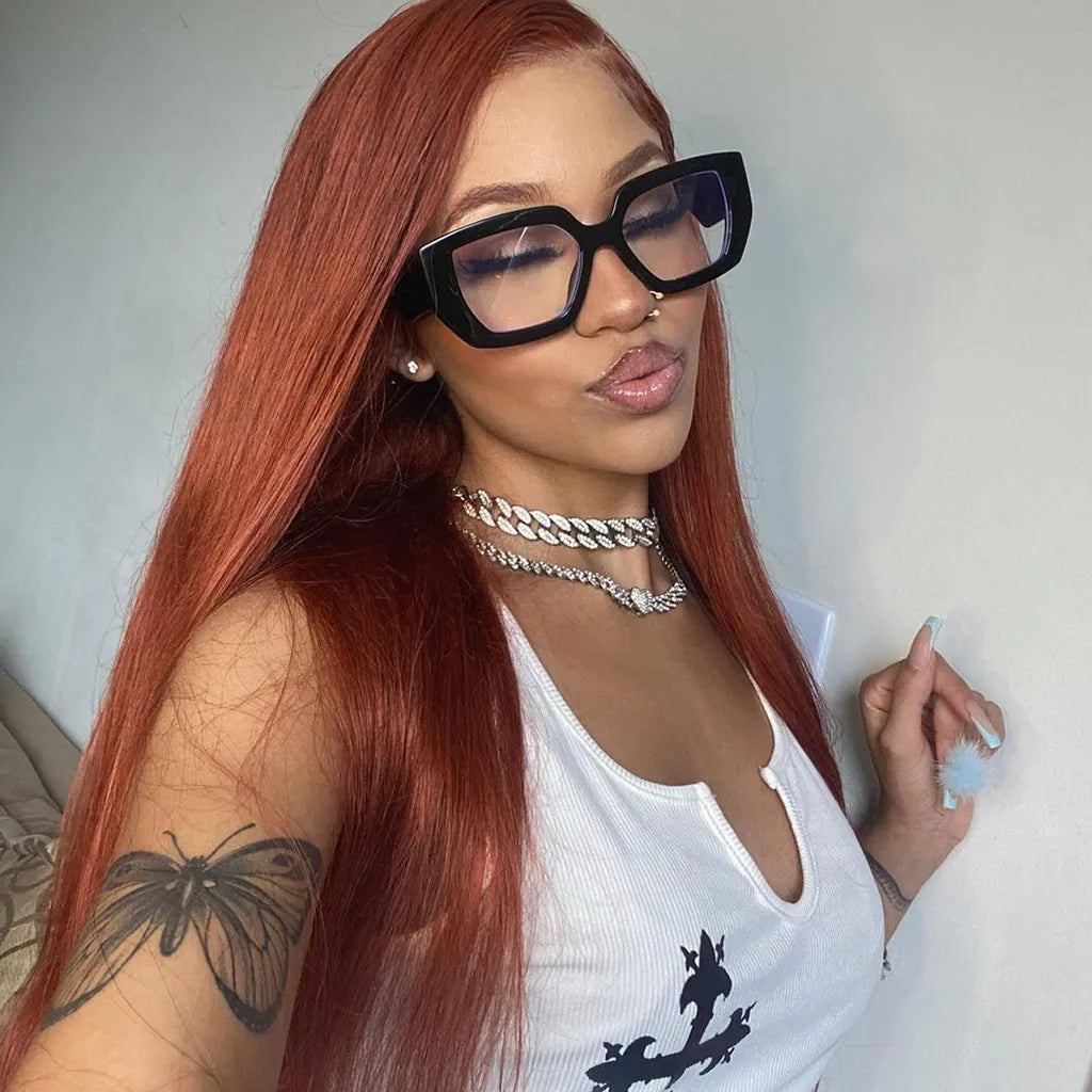 Put On & Go Reddish Brown Glueless Lace Closure Wig 6x5 Pre-Cut Lace Human Hair Wig