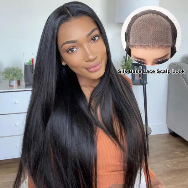 Silk Base 6x5 Lace Closure Straight Wig Ready To Go Pre-Cut HD Lace & Pre-Bleached Knots