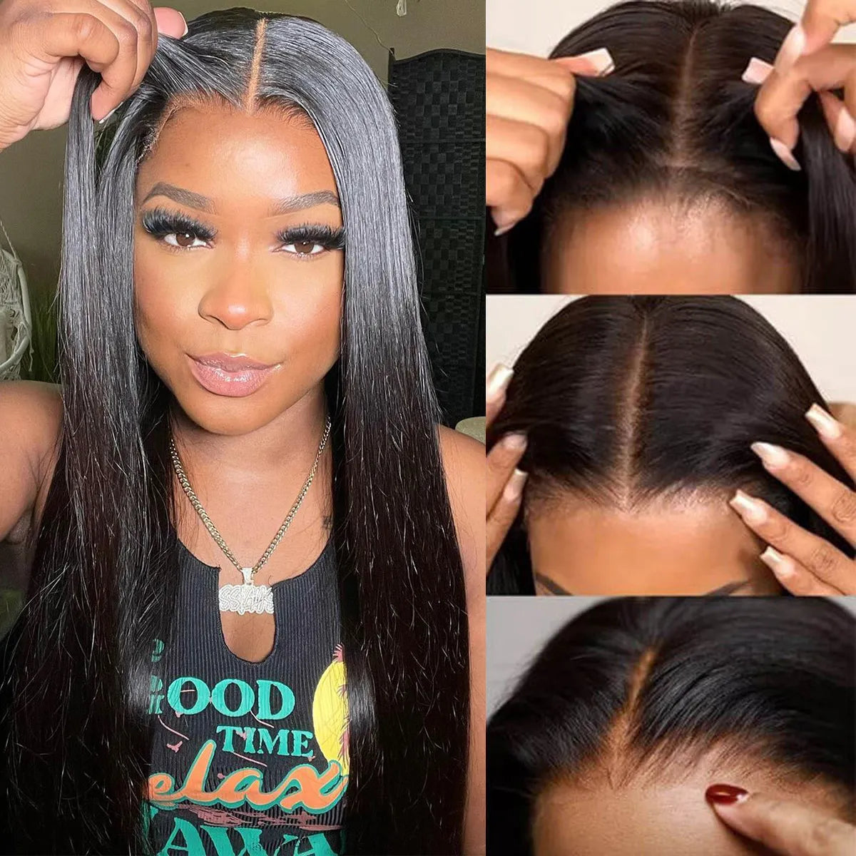 Silk Base 6x5 Lace Closure Straight Wig Ready To Go Pre-Cut HD Lace & Pre-Bleached Knots