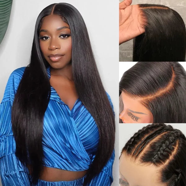 13x6 HD Lace Frontal Wig Pre-Bleached Knots Straight Virgin Human Hair Wigs 180% Density