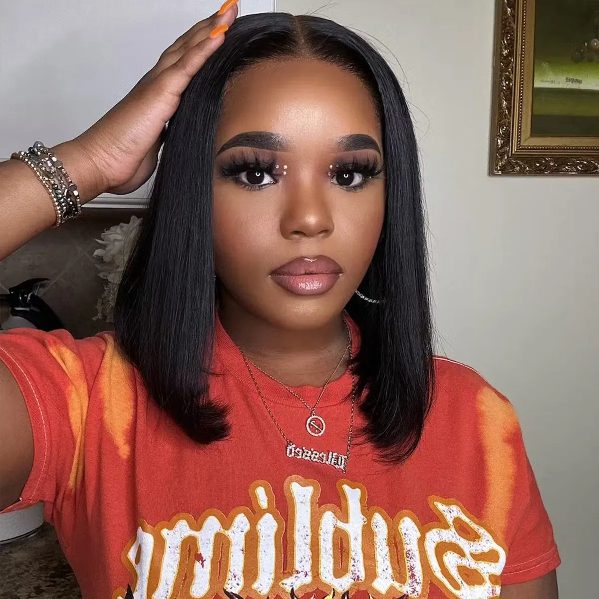 Glueless Straight Bob Wig Upgraded 6x5 Lace Closure Short Wig Pre-Cut HD Lace & Bleached Knots