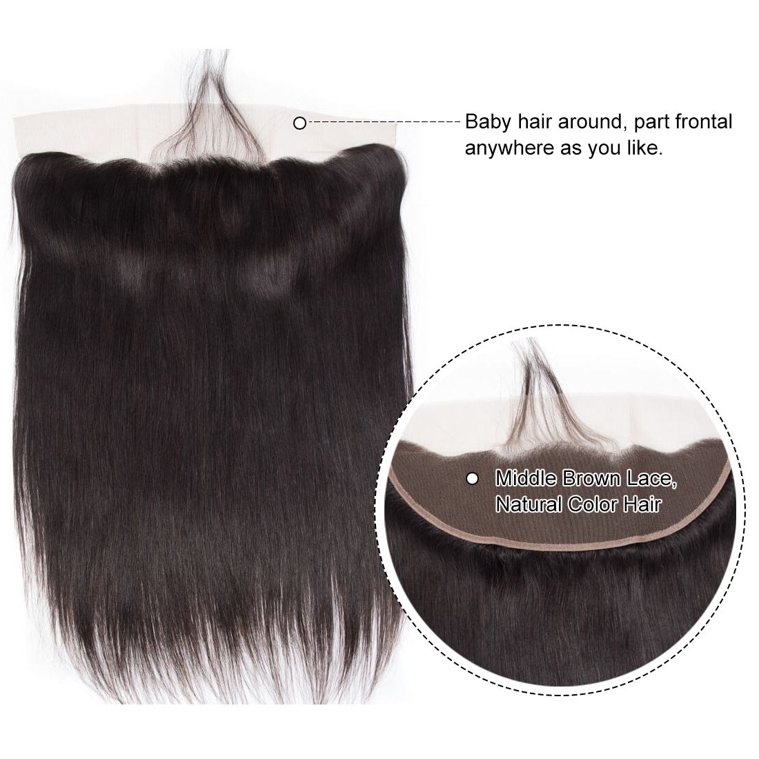 Tinashe Hair Brazilian Straight Lace Frontal Closure 13*4 Straight Human Hair Lace Frontal With Baby Hair