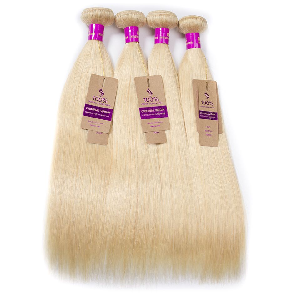 Curlymuse Hair 4 Bundles Brazilian Virgin Hair Wave Bundles Color #613 100% virgin Human hair for sale