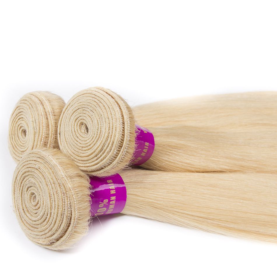 Curlymuse Hair Blonde Hair Bundles With Frontal Brazilian 3 Bundle Straight Hair With Frontal Lace Closure