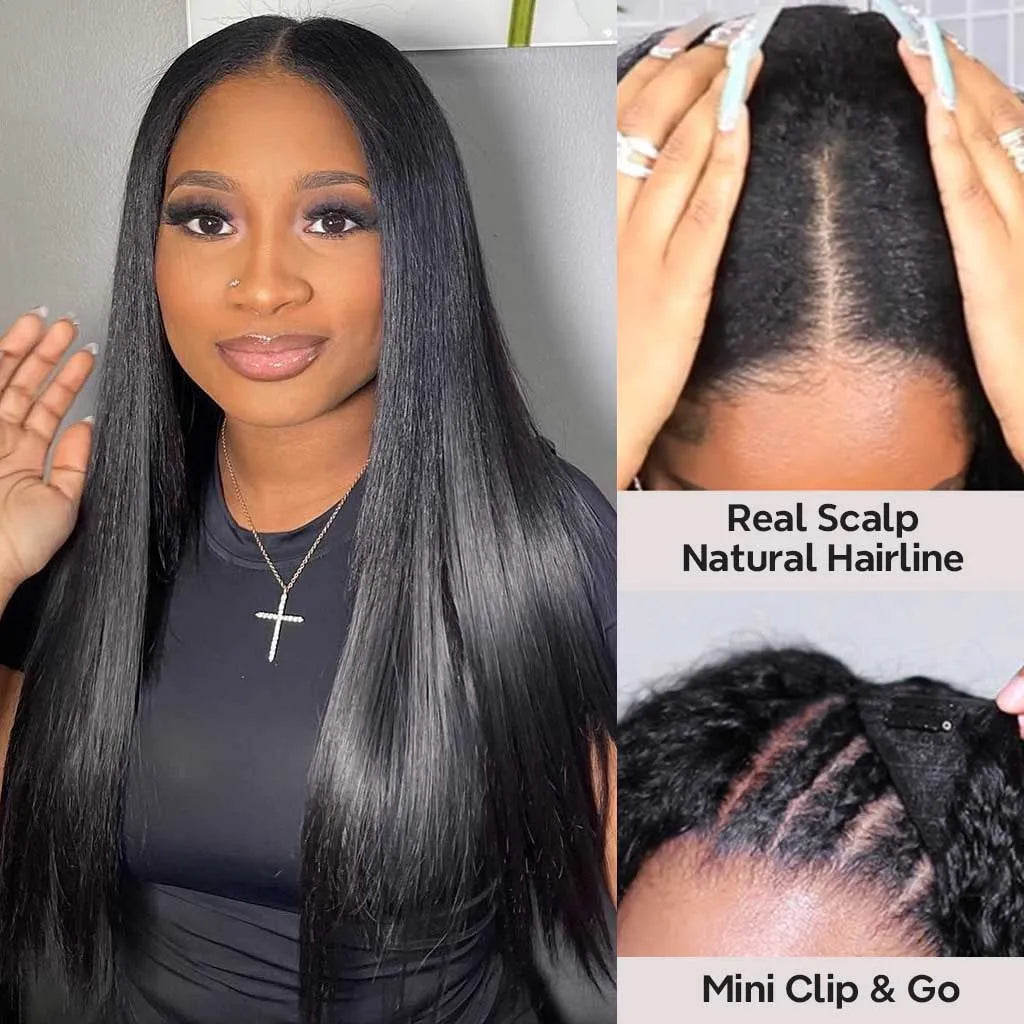 Straight U Part Wigs Human Hair Wigs Scalp Look 180%