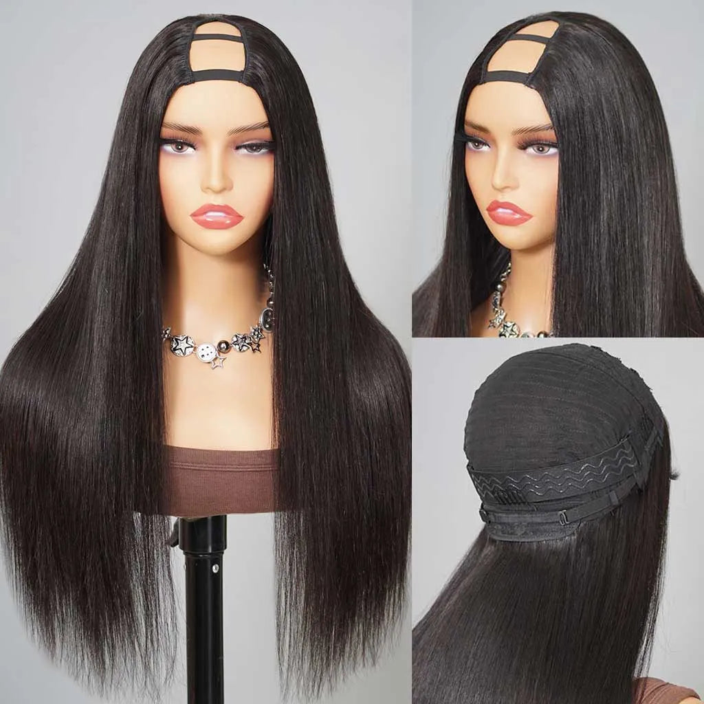 Straight U Part Wigs Human Hair Wigs Scalp Look 180%