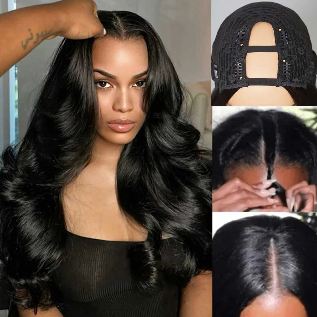 Body Wave Human Hair U Part Wigs Beginner Friendly Clip & Go