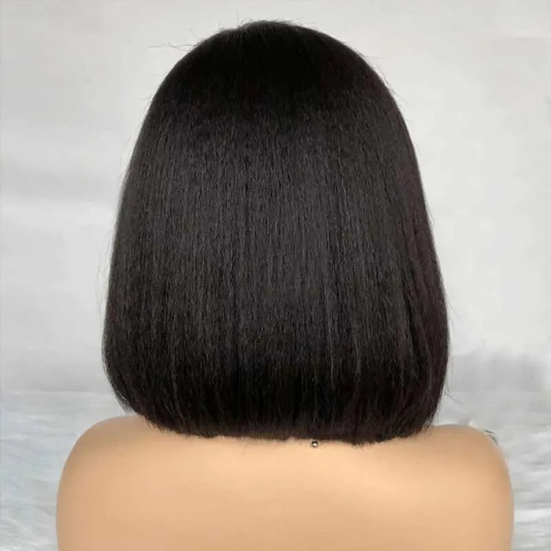 U Part Wig Kinky Straight Hair Yaki Bob Wigs