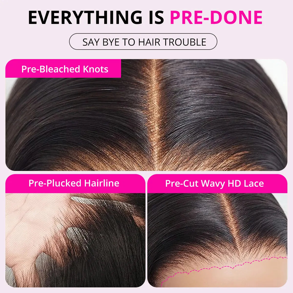 Glueless Curly 6x5 Pre-Cut HD Lace Wig Human Hair Wear And Go Wig Bleached Knots