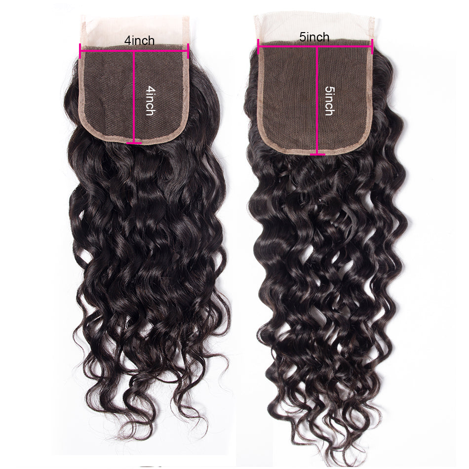Brazilian Water Wave 3 Bundles with 5×5 Lace Closure Virgin Hair Deals