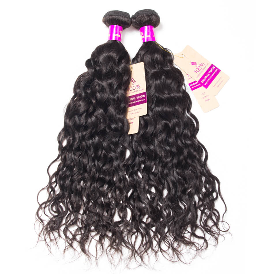 Brazilian Water Wave 3 Bundles with 5×5 Lace Closure Virgin Hair Deals