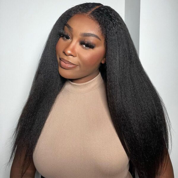 Glueless 6x5 Lace Wig Kinky Straight Pre-cut Lace Closure Wig Super Easy Install