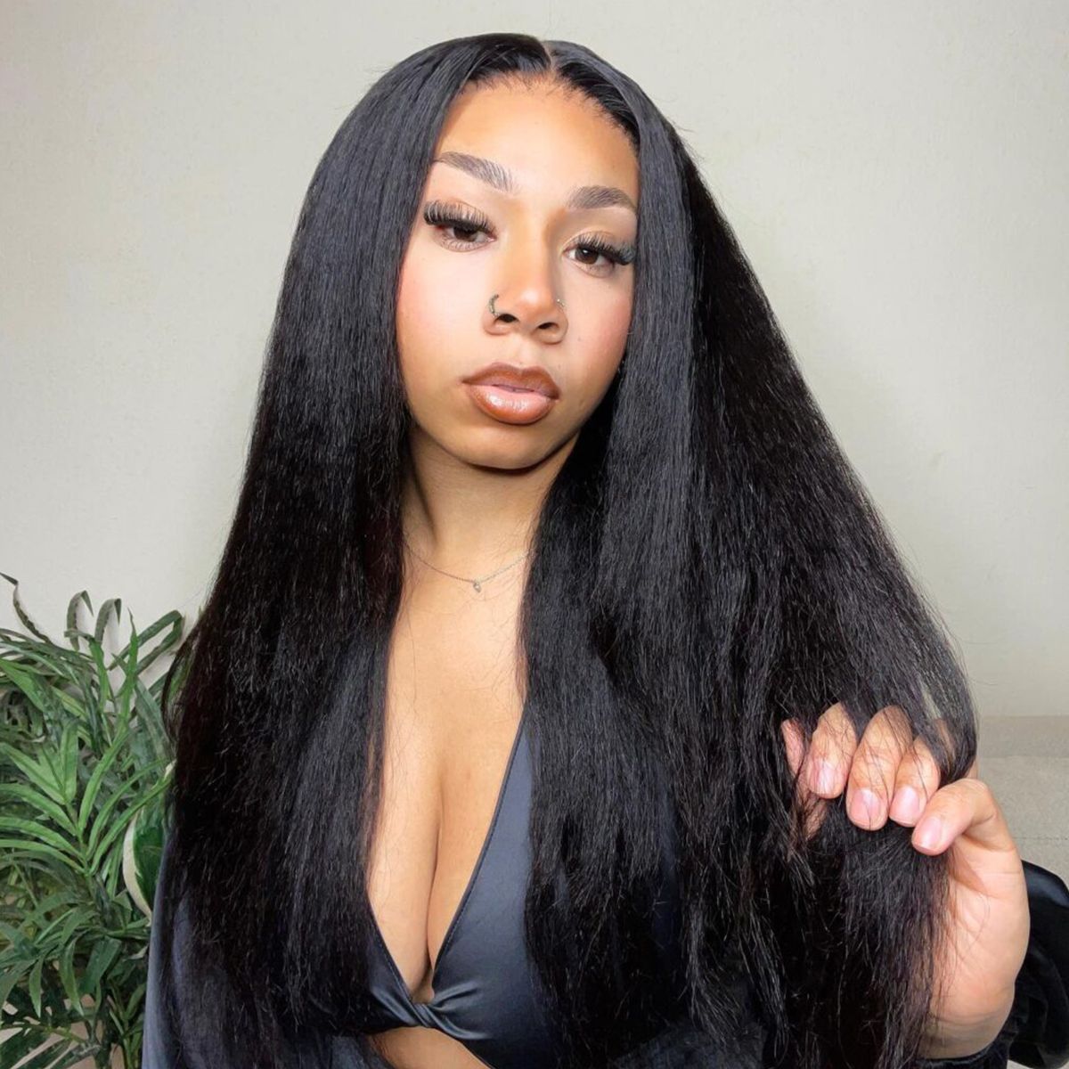 Glueless 6x5 Lace Wig Kinky Straight Pre-cut Lace Closure Wig Super Easy Install
