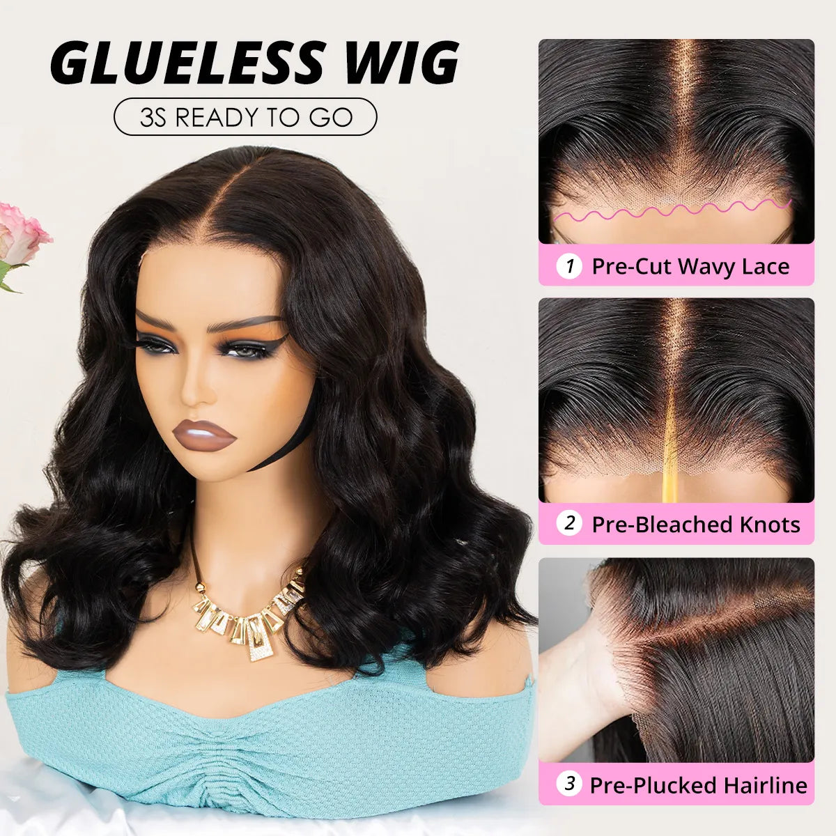 Glueless Pre-Cut 6x5 Lace Closure Wig Barrel Curls Shoulder Length Bleached Knots Beginner Friendly