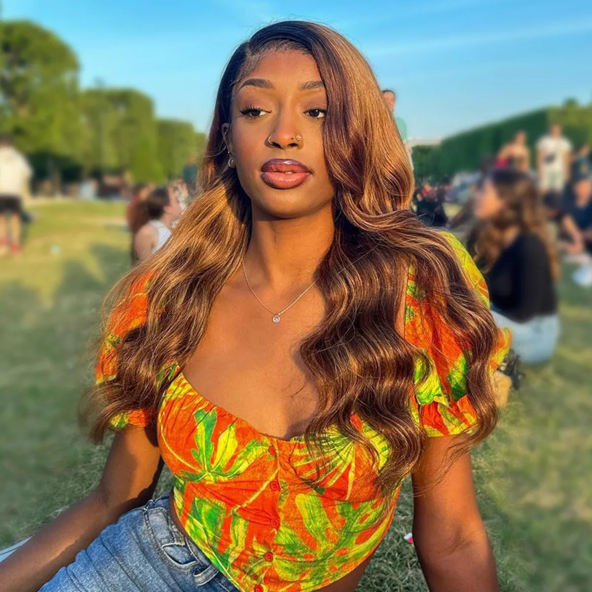 Ombre Highlight Honey Blonde With Dark Roots Body Wave Wear Go Pre-Cut Lace Front Wig