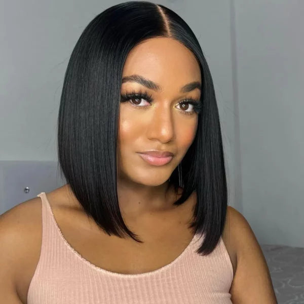 Glueless Straight Bob Wig Upgraded 6x5 Lace Closure Short Wig Pre-Cut HD Lace & Bleached Knots