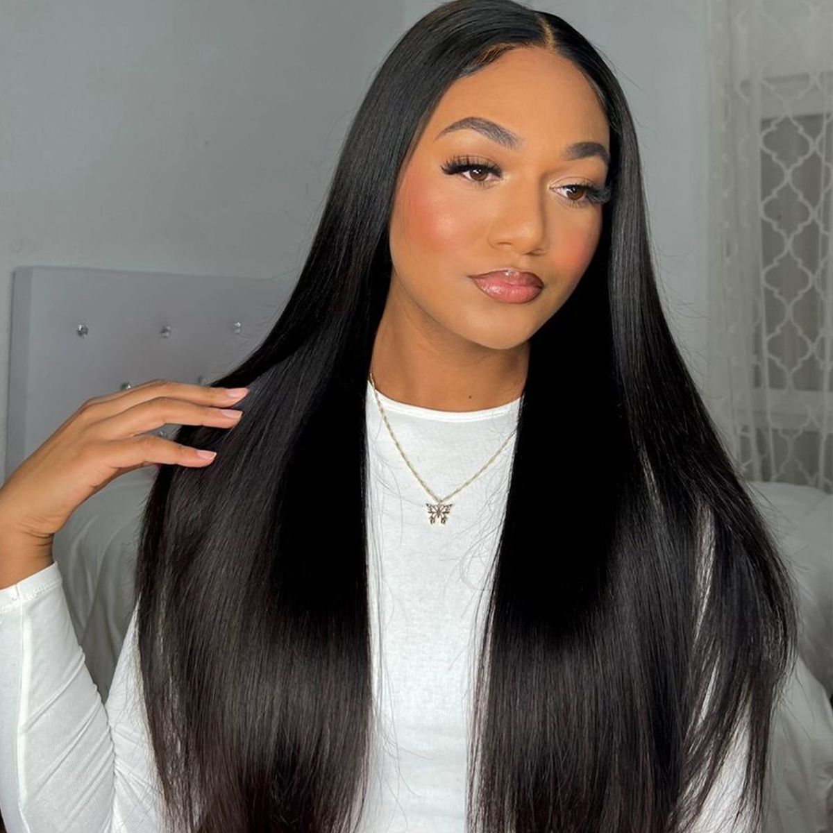 Ready To Go Glueless 6x5 Lace Closure Straight Wig Pre-cut HD Lace Wig Pre-Bleached Knots