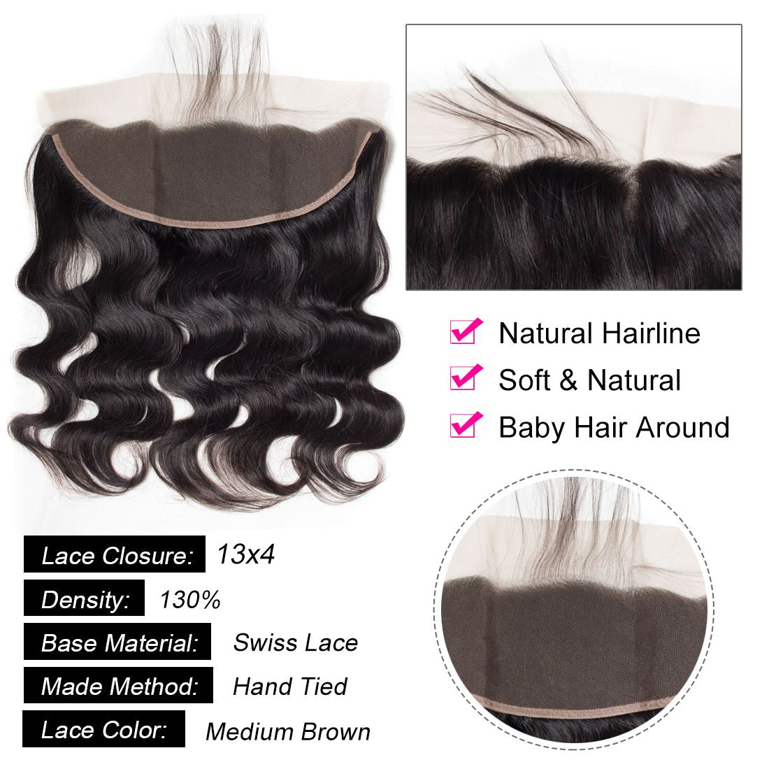 Tinashe Hair Body Lace Frontal Closure 13*4 100% Unprocessed Human Hair Extensions Brazilian Body Wave Frontal
