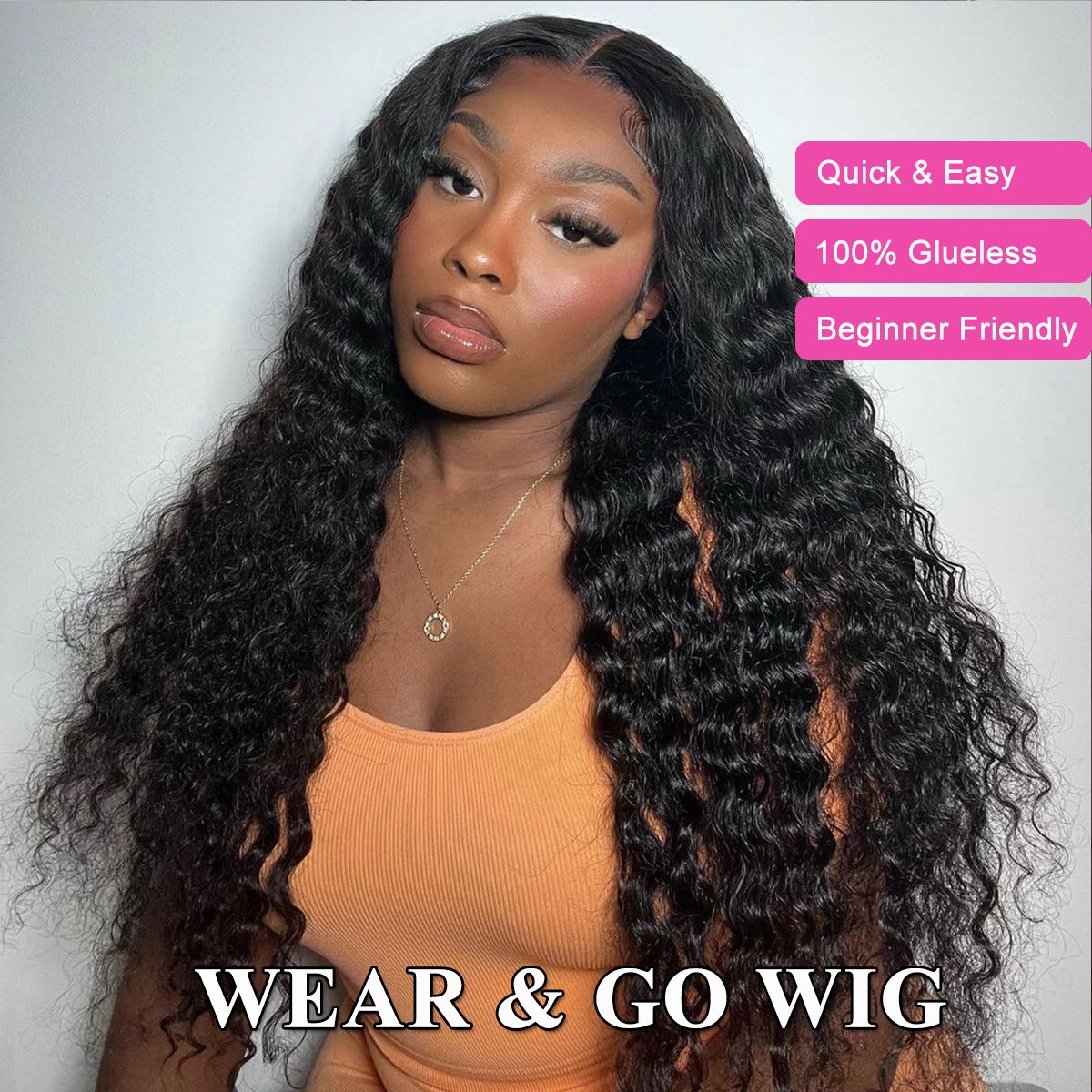 New Airy Glueless 6x5 Plus Pre-Cut Lace Wig Deep Wave Breathable Cap Wear & Go One Step Install
