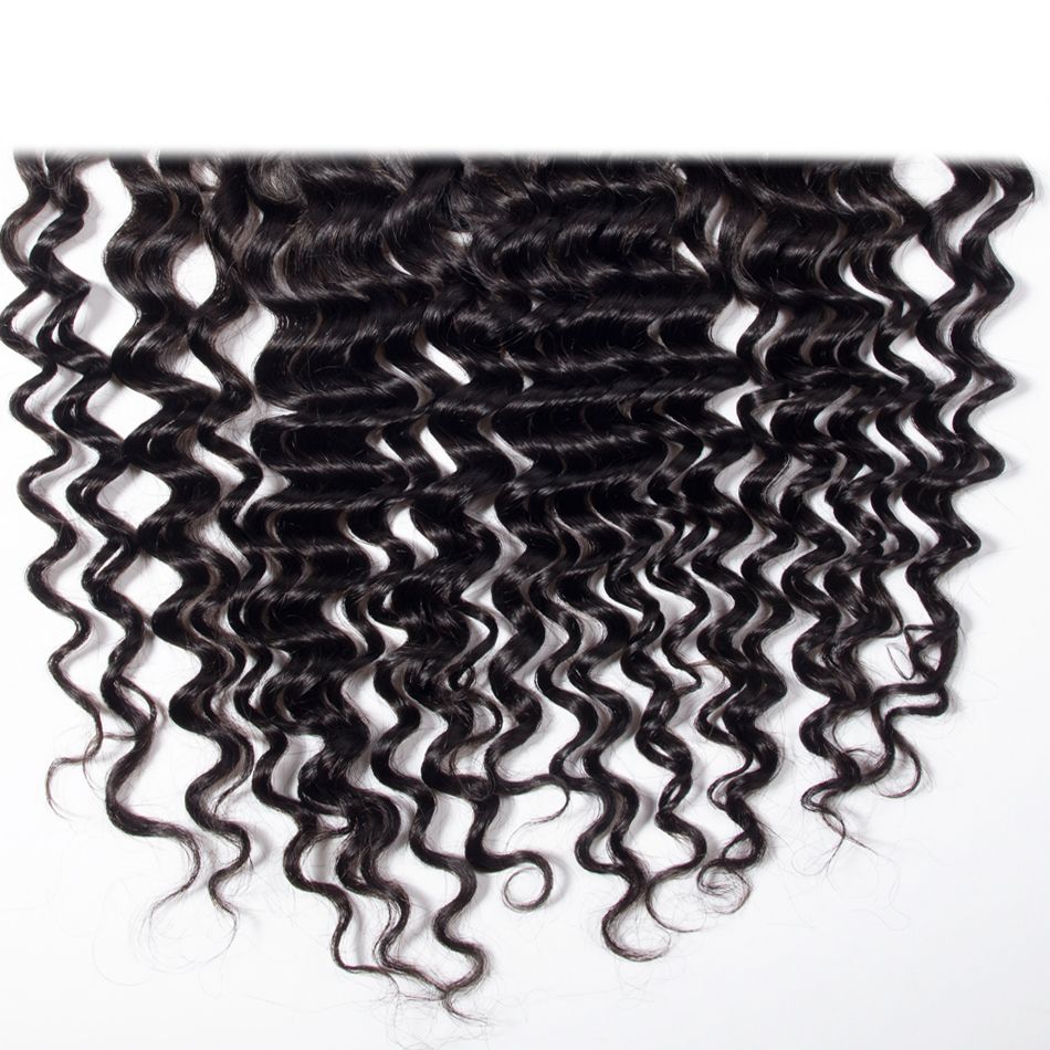 Deep Wave Hair 3 Bundles with 13x4 HD Lace Frontal for Full Head