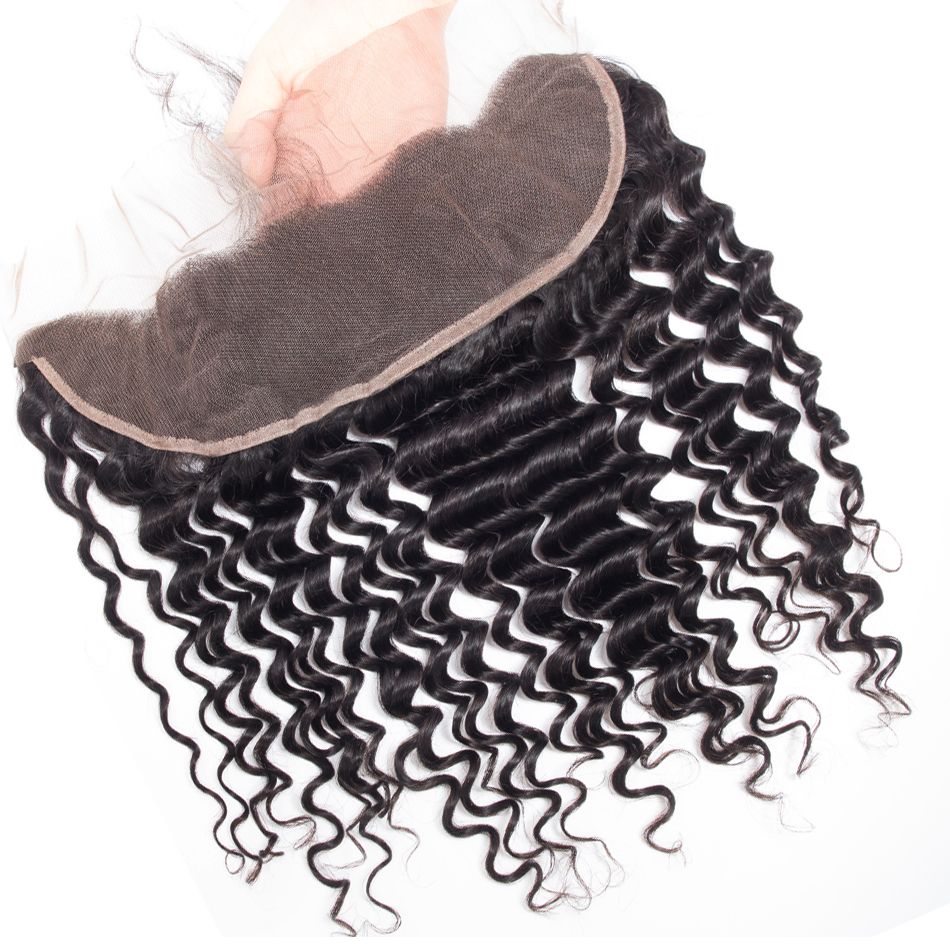Hair Deep Wave Lace Frontal Closure Brazilian Deep Wave Weave Frontal Lace Closure Human Hair Extensions