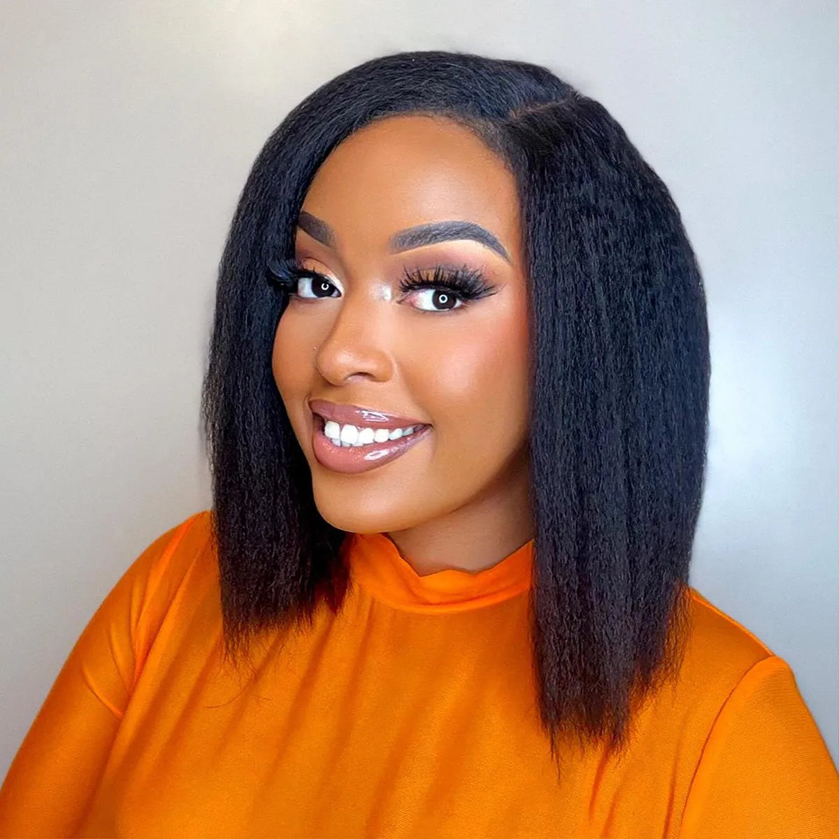 4C Edges Hairline Kinky Straight 6x1.5 Minimalist Pre-Cut Lace Short Bob Wig