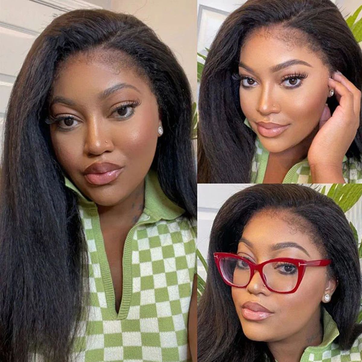 4C Edges Hairline Kinky Straight 13x4 Lace Front Wig Glueless Wig Super Natural