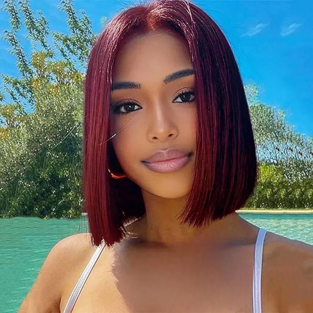 Dark Brown / 99j / Copper Brown Bob Wig Glueless 6x5 Pre-Cut HD Lace Wig Wear & Go