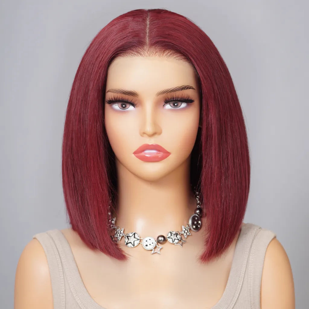 Dark Brown / 99j / Copper Brown Bob Wig Glueless 6x5 Pre-Cut HD Lace Wig Wear & Go
