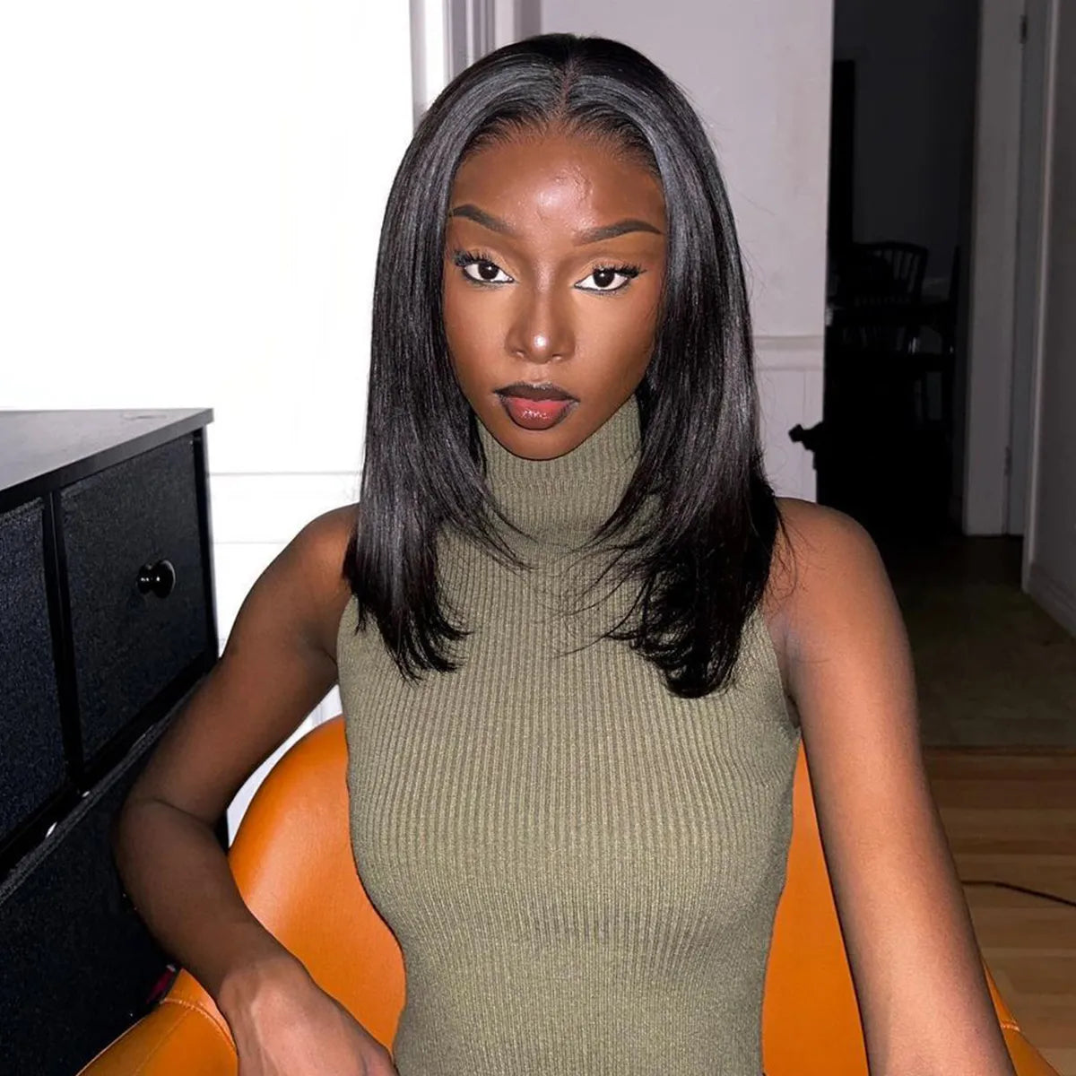 Trendy Layered Cut Pre-Cut 6x5 Lace Short Straight Wig Breathable Airy Cap Put On & Go