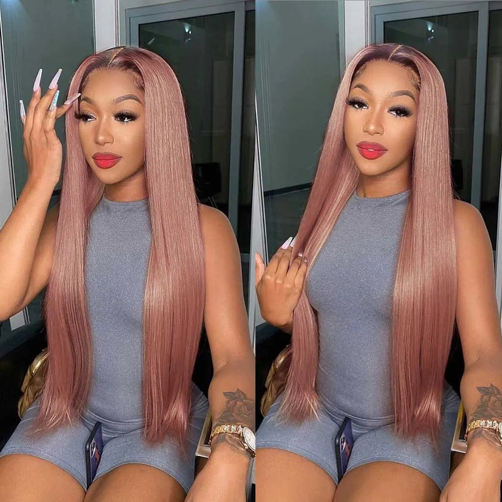 Ash Pink Glueless Straight Wig Pre-Cut 6x5 HD Lace Natural Hairline 180%