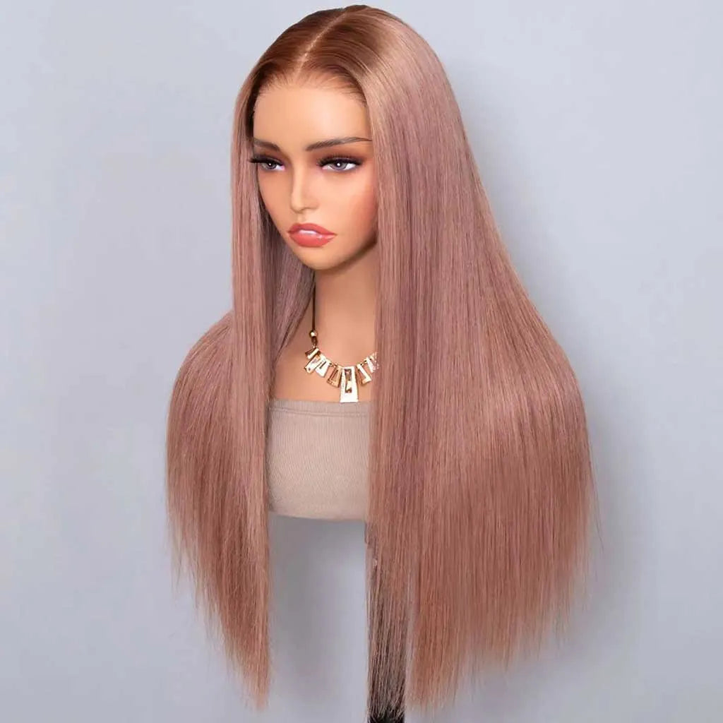 Ash Pink Glueless Straight Wig Pre-Cut 6x5 HD Lace Natural Hairline 180%