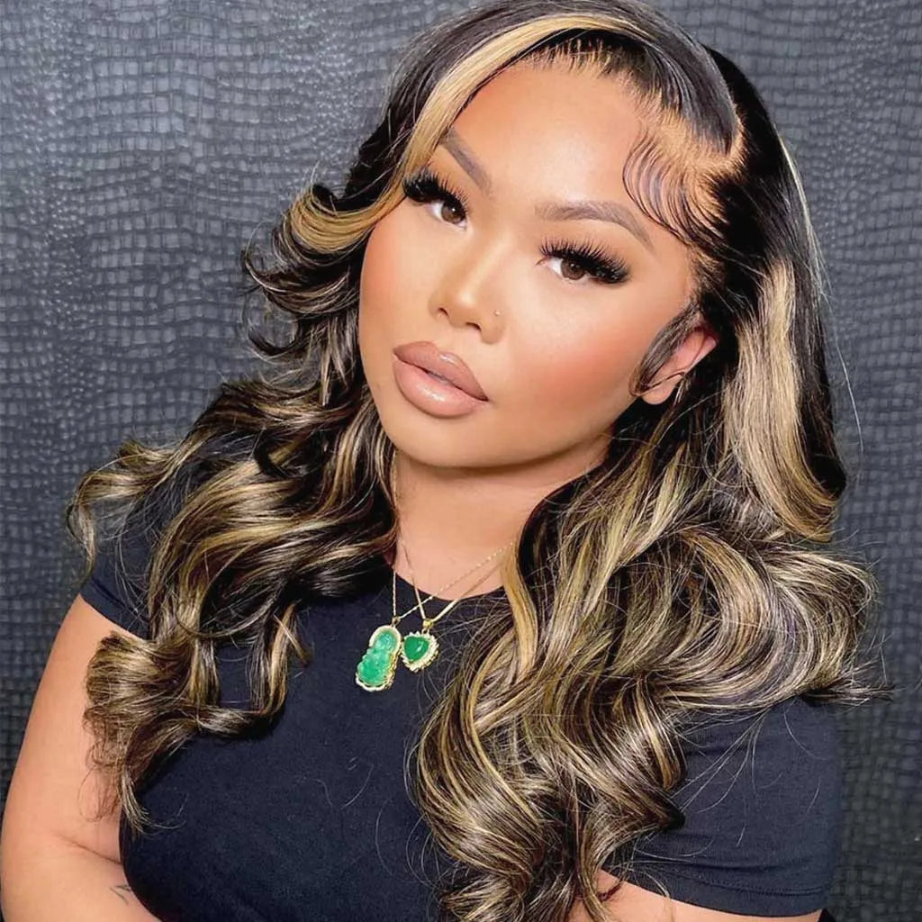 Highlight Loose Wave Layered Cut Glueless Wigs Pre-Cut 6x5 Lace Wig Shoulder Length