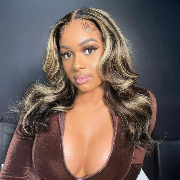 Highlight Loose Wave Layered Cut Glueless Wigs Pre-Cut 6x5 Lace Wig Shoulder Length
